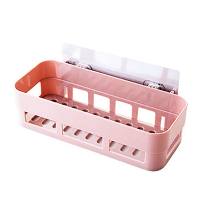 Moyic Estante de almacenamiento de cocina de plástico, organizador de almacenamiento de pared autoadhesivo, soporte para baño Almacenamiento y organización del hogar rosa