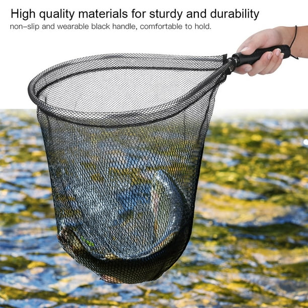 Estink Black Portable Intensive Fly Fishing Landing Net, Fishing Landing Net, Fishing Accessory With Skid-Proof Handle For Catch Fish Fishing
