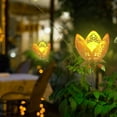 thumbnail image 4 of Flower Wrought Iron LED Lawn Lamp | Hollow Decorative Lantern | Solar Powered IP65 Waterproof Outdoor Pathway Light | Warm White | 12x12x39cm | Red | 1 Pack, 4 of 8