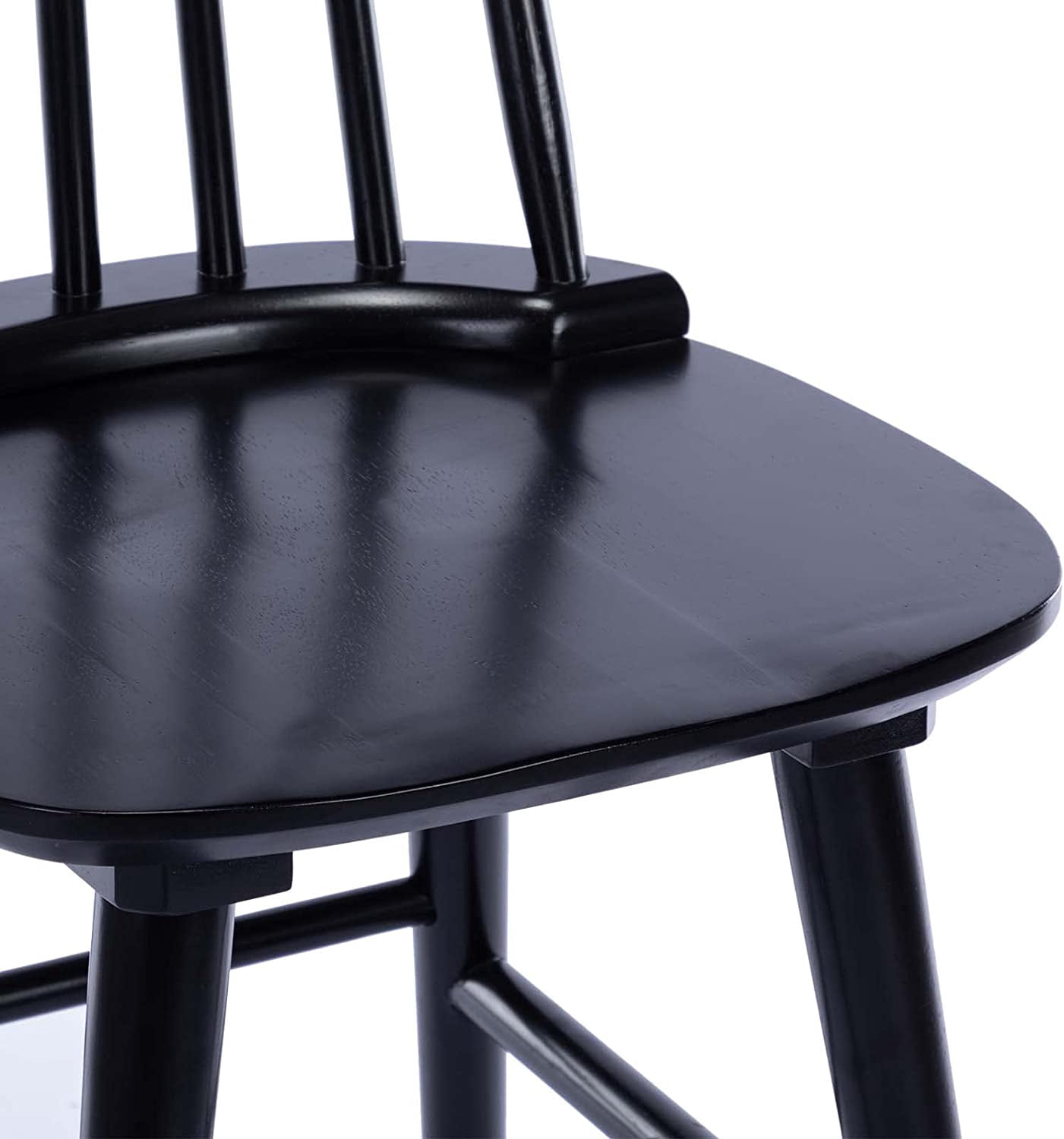 Duhome Wood Bar Stools Set of 2, Farmhouse Counter Stools 24" Barstool with Back Counter Height Chairs for Kitchen Island Windsor Stool, Black