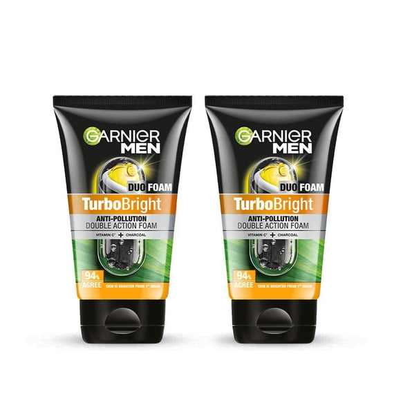 Garnier Men Turbo Bright Anti-Pollution Face Wash ,150gm Each (Pack of 2)