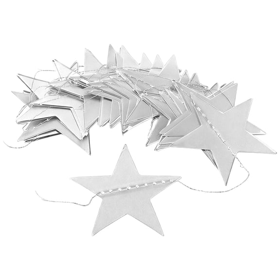 13/6.5 FT Cardboard Star Decoration - Party Decor, Metallic Finish, Little Star Garland Banner Valentine's Day Festival Event Holiday Party Home Wall Decor, 1Pc, Shiny & Durable(Silver1,78x3")