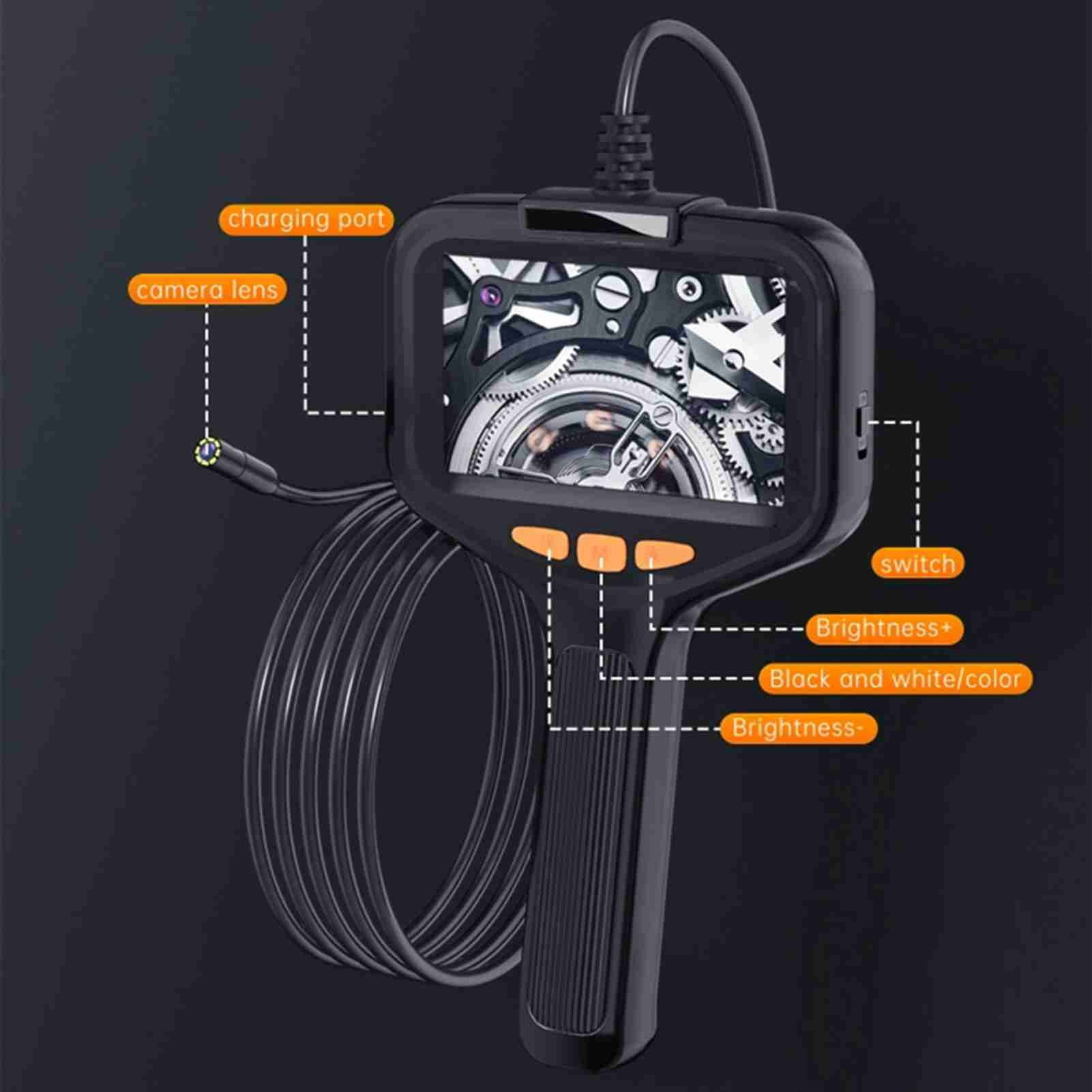 Inspection Endoscope Camera With Light, HD 1080P Borescope With 4.3'' Screen 8 Adjustable LED Lights, Inspection Camera With 32.81ft  Cord