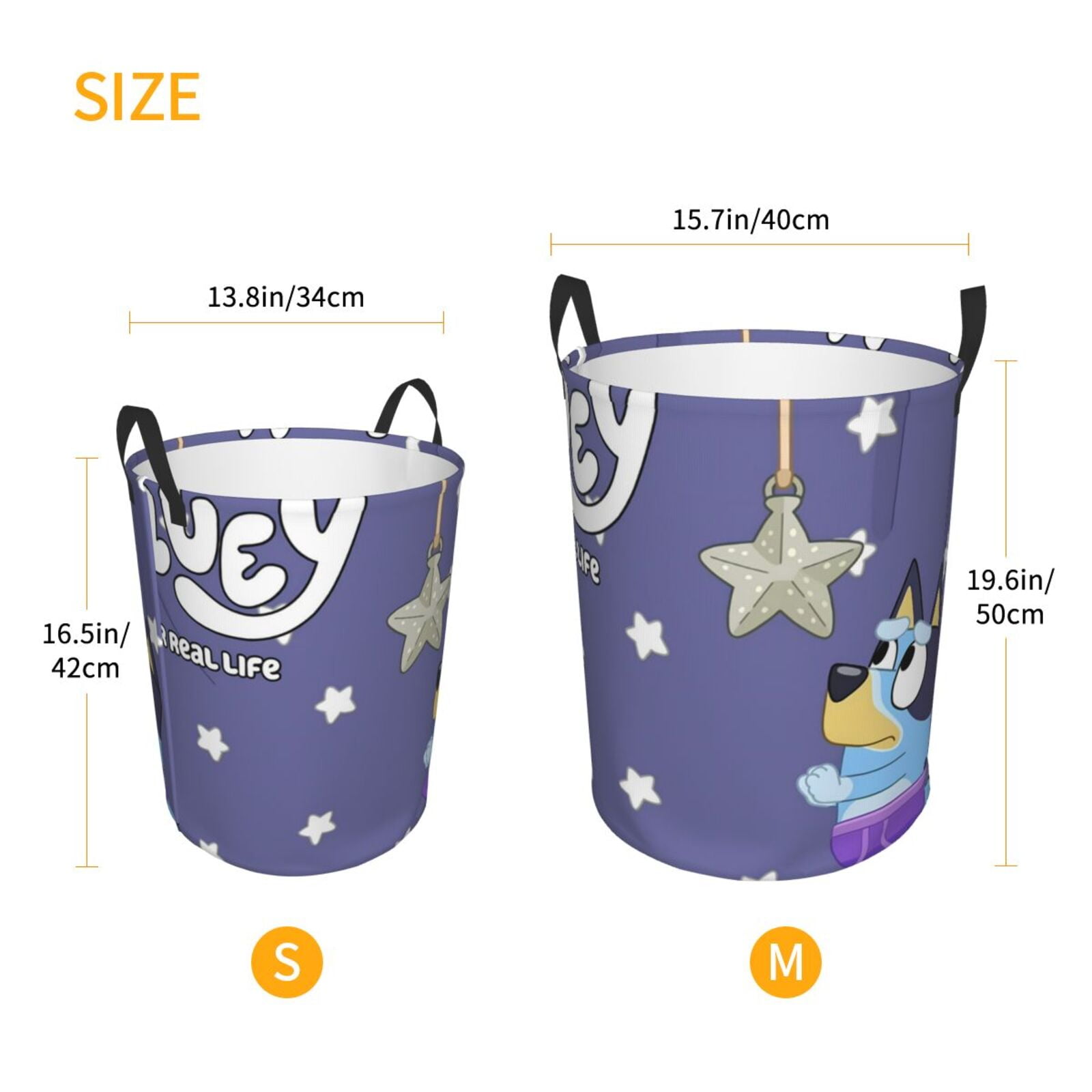 Johaoi Bluey Pattern Round Large Laundry Basket -Storage Basket - Toy Storage Basket, Perfect as Hamper, Kids Room Storage, and Toy Containment-