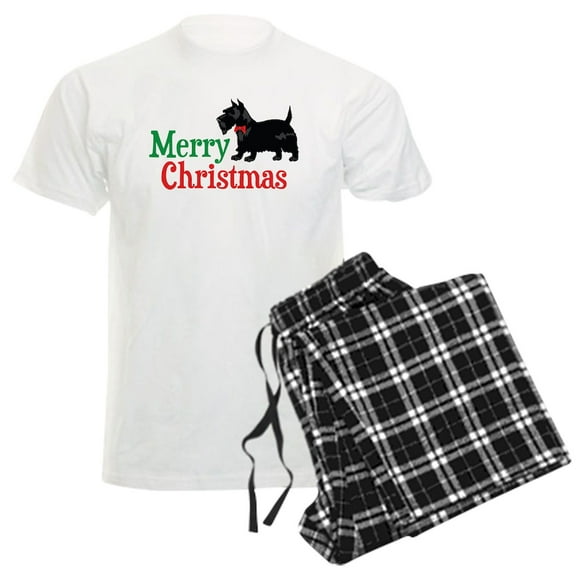 CafePress - Christmas Scottish Terrier Men's Light Pajamas - Men's Light Loose Fit Cotton Pajama Set
