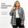 thumbnail image 3 of QIUOMBBP Long Sleeve Shirts for Women Plus Size Button Down Plaid Tops Casual Chest Pocket Lapel Shacket, 3 of 11