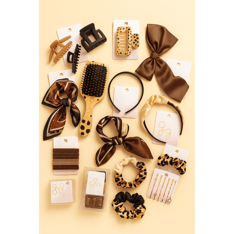 15 Piece Hair Accessory Set – Assorted Styles (Clips, Scrunchies