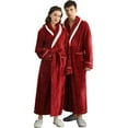 thumbnail image 5 of Robe Flannel Unisex Hotel Men Women Cotton Bath Robe Plus Size Towel Kimono Spa Lightweight Bathrobe Dressing Gown Sleepwear Long Sleeve Loungewear with Pockets Red M, 5 of 8