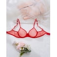 thumbnail image 2 of TrueVip Sexy Sheer Bras for Women Demi Mesh See Through Lingerie Bralette Unlined Underwire Plunge No Padded Bra Red 40C, 2 of 6