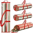 thumbnail image 5 of Wadada Christmas Wrapping Paper Organizer Storage, 45" Gift Wrapping Paper Storage Containers, Clear PVC with Durable 600D Oxford Fabric Gift Wrap Paper Holder Fits 18-25 Rolls, Red, 5 of 7