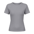 thumbnail image 6 of Teen Girls Short Sleeve T-shirt Summer Ribbed Raglan Sleeve T Shirt Crew Neck Fitted Casual Basic Tee Kids Junior Cotton Top,Blue,130, 6 of 8