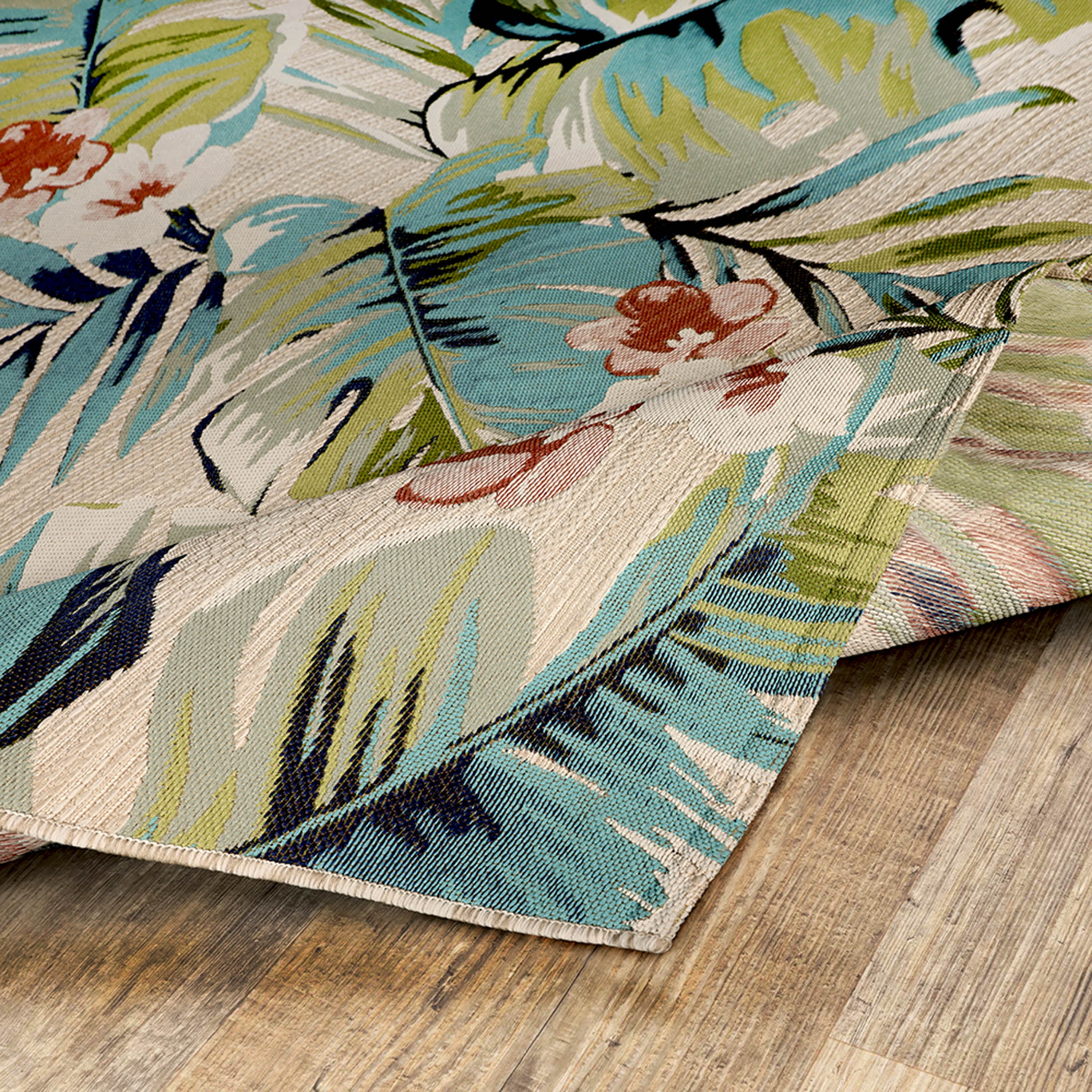 (3 pack) Better Homes & Gardens 5'x7’ Woven Tropical Oasis Outdoor Rug