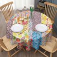 thumbnail image 3 of Pioneer Flower Floral Print Pattern Round Tablecloth 60"x60",Wrinkle Wipeable Table Cloth for Kitchen Dining Room Picnic Patio Party, 3 of 6