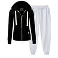 thumbnail image 3 of Scyoekwg Womens 2 Piece Outfits Zipper Hooded Drawstring Long Sleeve Coat Jogger Sweatpant Casual Matching Outfits Fashion Two Piece Set Sweatsuit Tracksuit (Black,XXL), 3 of 6