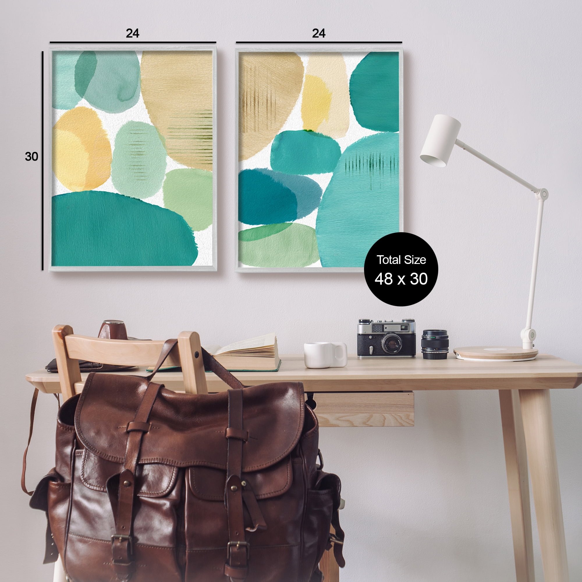 Stupell Industries Abstract Green Geometric Abstract Painting Gray Framed Art Print Wall Art, 24 x 30