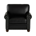thumbnail image 4 of PU Leather Single Sofa Chair, Comfy Upholstered Reading Accent Chair with Nails Decoration and Wooden Legs, Armchair for Living Room, Bedroom, Black, 4 of 8