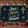 thumbnail image 3 of Gold Decor Jesus Banner Cross Pattern Religious Banner Snowflake Design Starry Pattern Christmas Banner for Christmas Celebration Church Event Religious Gathering, 3 of 8