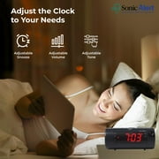Sonic Alert - Sonic Blast Digital Projection Alarm Clock, Bluetooth Speaker, USB Charging Port - Black