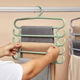 thumbnail image 4 of WRKEKC Clearance 5-Tier Trouser Rack - Pants Hanger with Clips | Space-Saving | Black/White | Closet Organizer, 4 of 6