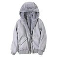 thumbnail image 1 of WEIYLL Fall Jackets for Women 2025 Reversible Plush Hooded Solid Color Thickened Warm Grey Fall Coats Size L, 1 of 3