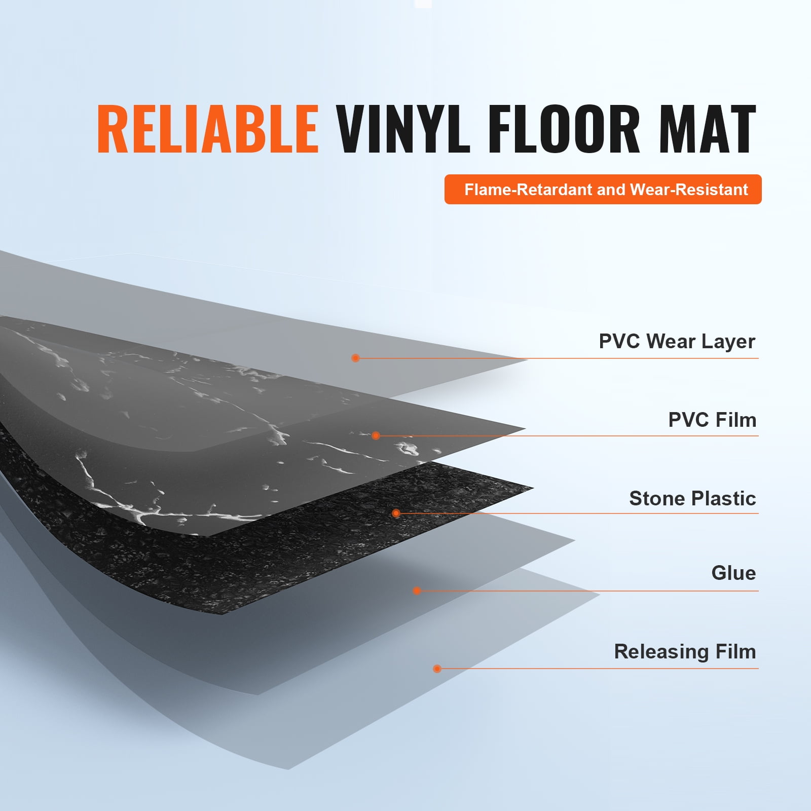 KFFKFF Stick-On Vinyl Floor Tiles, Dimensions 12x12 inches, Pack of 50, 1.5mm Thickness, Black Marble Design, Ideal for DIY Kitchen, Dining Area, Bedroom & Bathroom Flooring