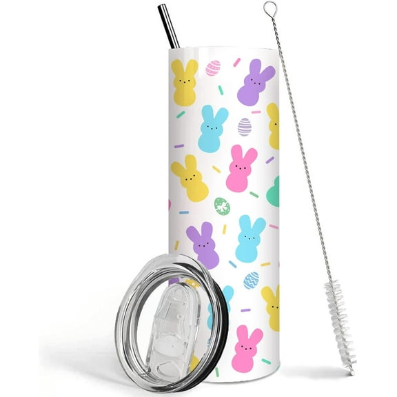 Easter tumbler with Lid and Straw,Rabbit Love Gifts For Lovers Bunny Women Girls ,20 Oz Bunny Coffee Mugs Water Bottles Wine Drinking Glasses