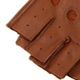 thumbnail image 2 of Gants de Conduite Sans Doigts en Cuir PU Rétro pour Hommes Gants de Cyclisme Rétro en Cuir PU Bouton Marron, 2 of 9