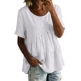 thumbnail image 2 of Kelon Short Sleeve Womens Linen Cotton Tops Vacation Casual Outfits Blouses Dressy Casual Summer Outfits 2026, 2 of 4