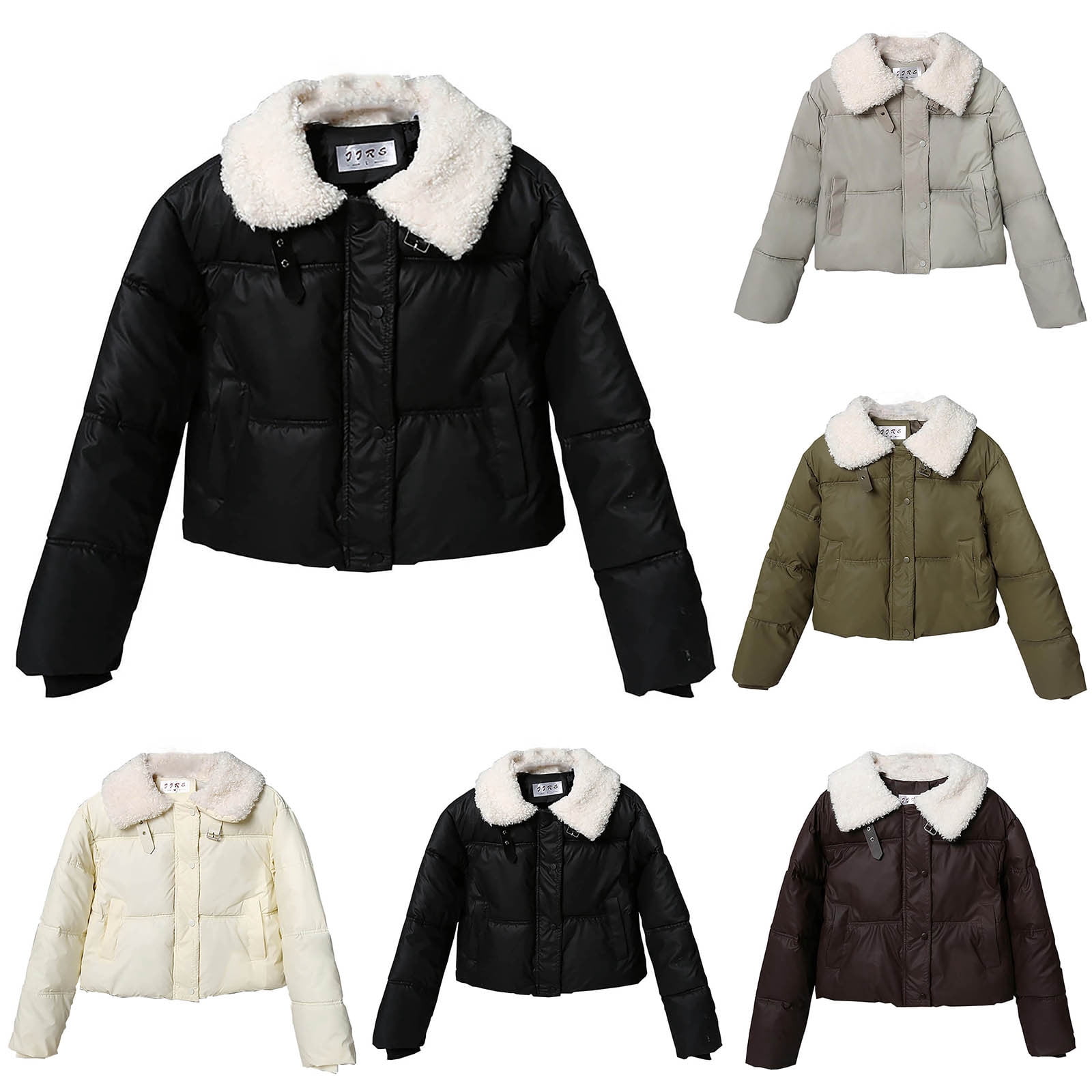 UPPADA Womens Winter Cropped Puffer Jackets Lightweight Quilted Down Jackets Hooded Zip up Short Warm Quilted Puffer Coats Casual Outerwear with Pockets,Puffer Jacket Coffee,L