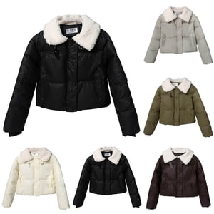 UPPADA Femmes Hiver Cropped matelassée Vestes Légères Cravates de duvet Cravate à capuche Zip up courte chaleur Cravattes de puffe Cravaches Casual Outerwear avec poches,Cravate de matelassée café,L