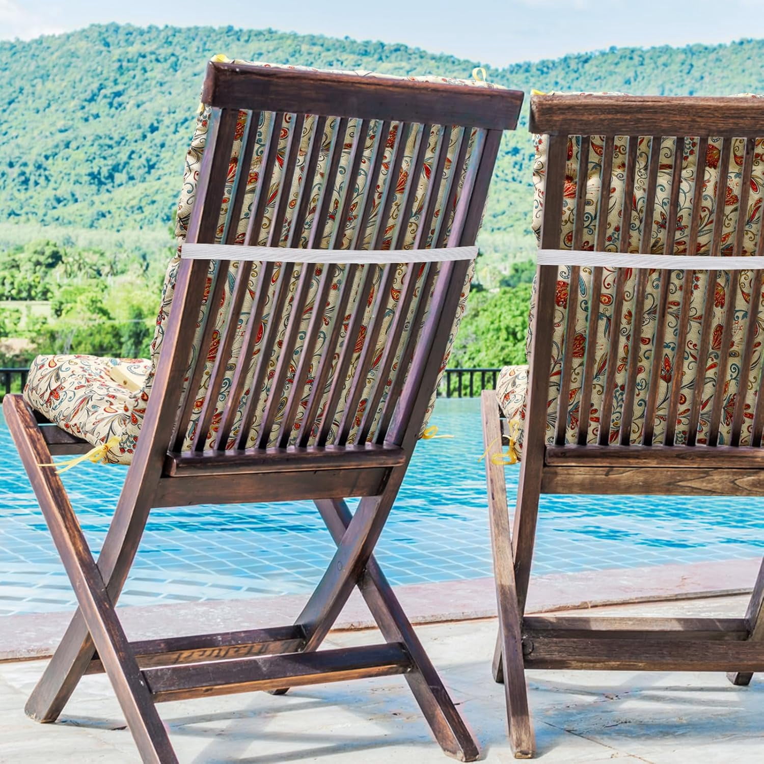 2 Pack High Back Outdoor Chair Cushions Bulk Waterproof Indoor Outdoor Chair Cushion Seat and Back Rocking Chair Cushion Thickened Patio Chair Pad for Indoor and Outdoor (Floral)