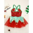 thumbnail image 7 of YiZYiF Girls Santa Elf Christmas Costume Camisole Mesh Tutu Dress for Figure Ice Skating Dance Party Green-A 12, 7 of 7