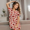 thumbnail image 3 of Xecao Tomatoes for Women's Loose Nightgown Sleepwear Short Sleeves Shirt Casual Print Sleepdress, 3 of 6