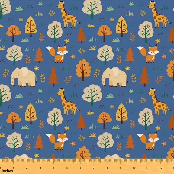 Erosebridal Jungle Animal Fabric by the Yard 1 Yard Wild Animal Pattern Home Decor Fabric by the Yard, Slate Blue