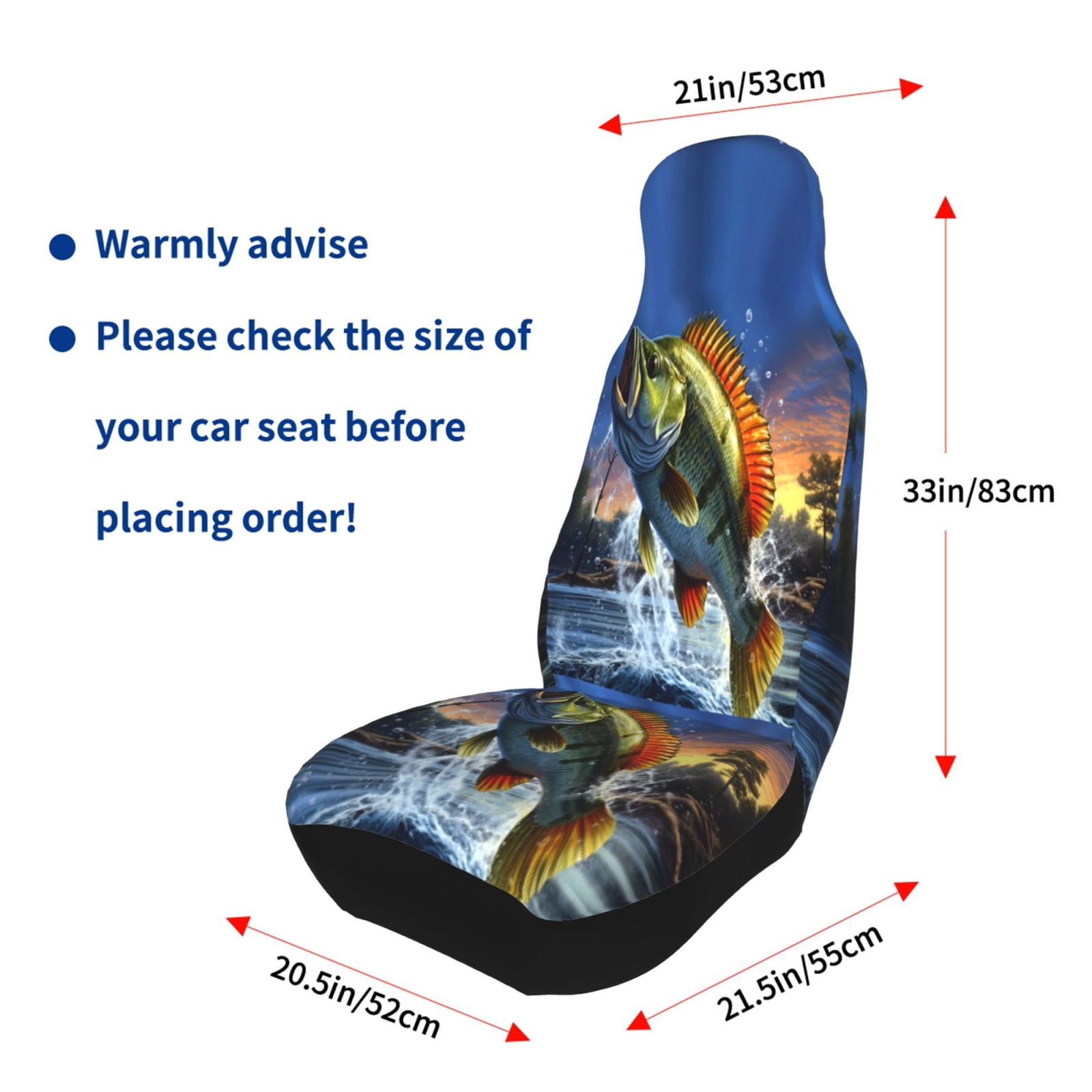 KAKALAD Bass Fish Jumping 04 Car Seat Covers Set Vehicle Front Seats Protector 2 Pcs