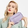 thumbnail image 4 of Women's Nylon Wristlet Wallet with Quilted Design and 3 Zipper Compartments, Travel Card Holder with Strap for Everyday Use, 4 of 9