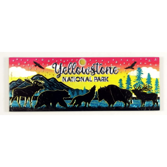 Yellowstone National Park Animals Foil Magnet 5" X 1.75" x 0.125"
