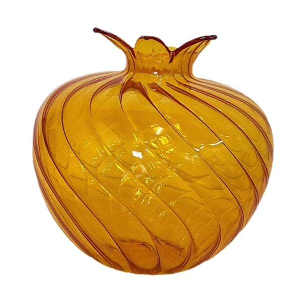 Florero de cristal decorativo para plantas hidropónicas, con forma de granada. Naranja