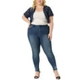 thumbnail image 2 of Agnes Orinda Plus Size Women's Elegant Short Sleeve Sheer Floral Lace Bolero Shrug Top 4X Royal Blue, 2 of 6