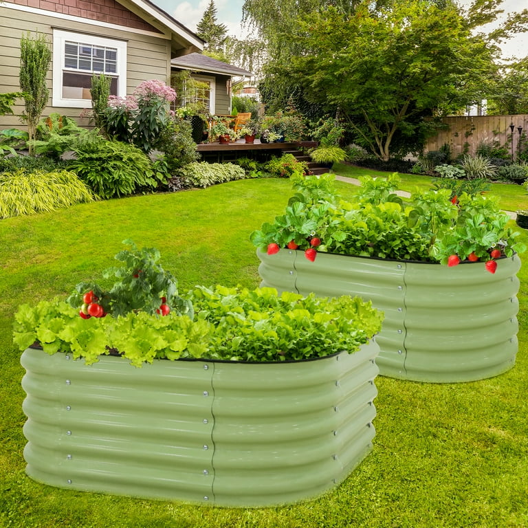 EAGLE PEAK 2-Tier Raised Garden Bed Planters, Coated Metal
