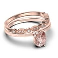 thumbnail image 2 of Gorgeous Minimalist 1.65 Carat Pear Cut Classic Morganite And Diamond Moissanite Engagement Ring, Wedding Ring, One Matching Band in 10k Solid Rose Gold, Gift For Her, Promise Ring, Anniversary Gift, 2 of 3