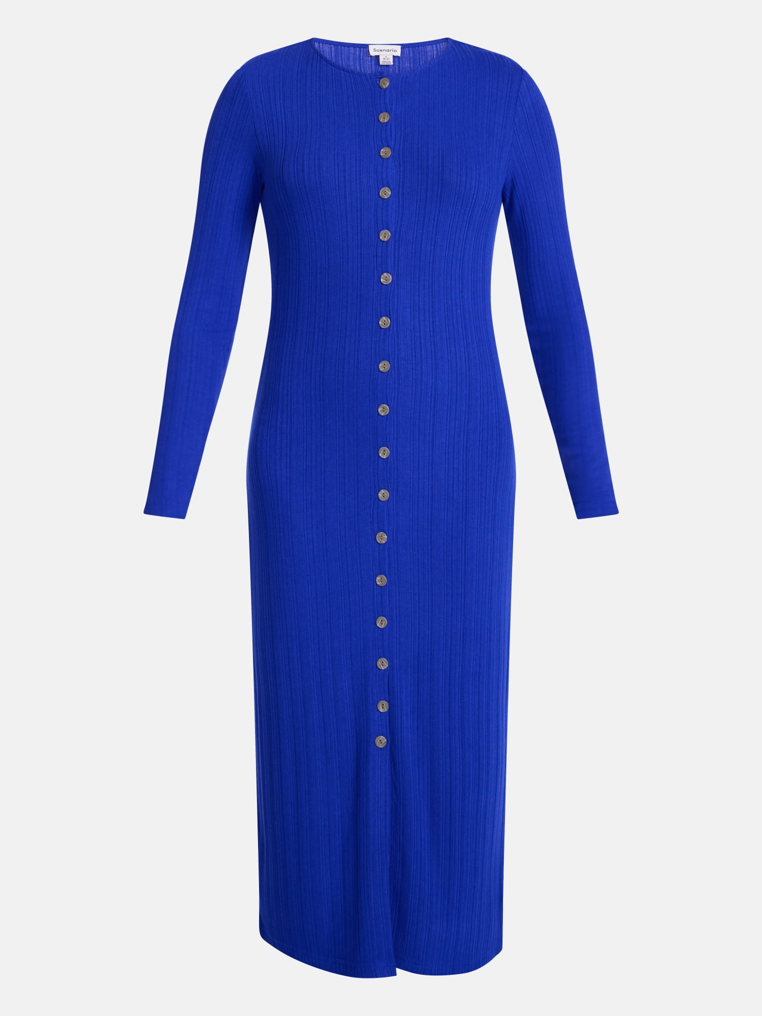 Scenario Women's Cardigan Midi Dress with Long Sleeves, Sizes XS-XXXL