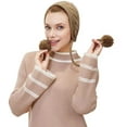 thumbnail image 1 of Winter Tie Knitting Warm Ear Protector Plush Hair Ball - Khaki, 1 of 4
