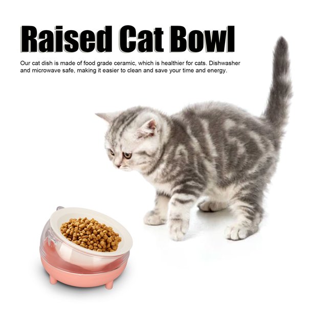 Cat Food Bowl Prevent Slip Dishwasher Microwave Ceramic Raised Pet