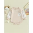 thumbnail image 2 of Bagilaanoe Newborn Baby Girl Boy Oversized Romper Sweatshirt Long Sleeve Bodysuits Plaid Contrast Color Pullover 3M 6M 12M 18M Infant Casual Tee Tops, 2 of 8