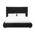 thumbnail image 2 of 1pc Contemporary Upholstered Queen Bed Tufted Headboard and Footboard Bedroom Furniture Black, 2 of 4