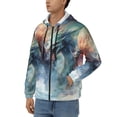 thumbnail image 3 of Wukai Ink Style Wave Dragon Print Men's Zip-Up Hoodie,Fleece Full-Zip Hoodie for Men, Hooded Sweatshirt-XX-Large, 3 of 5