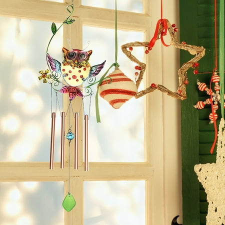 

Creative Iron Art Garden Owl Wind Chime Pendant Metal Color Painting Garden House Wind Chime Tube Door Decoration