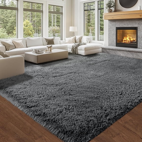 Fluffy 8x10 Area Rug Living Room: Shag Grey Area Rugs for Bedroom - Large Plush Soft Gray Rugs for Living Room - Fuzzy Modern Carpets for Bedroom, Kids Room Decor (Grey, 8x10Feet)