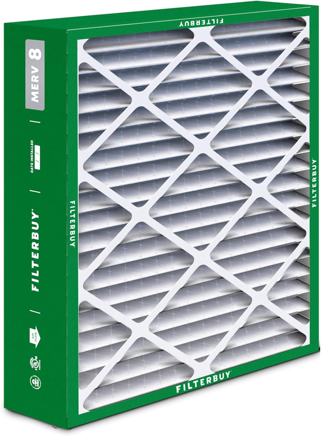 Filterbuy 20x25.25x3.5 Air Filter MERV 8 Dust Defense, Pleated HVAC AC Furnace Filter Replacement for Aprilaire Space-Gard 2120, 4-Pack